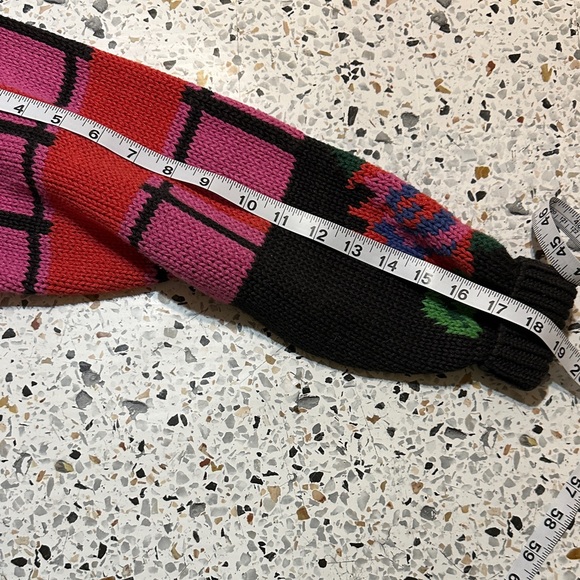 Vintage 80s/90s Funky Floral Knit button down Sweater - size large Gallagher - Picture 8 of 9